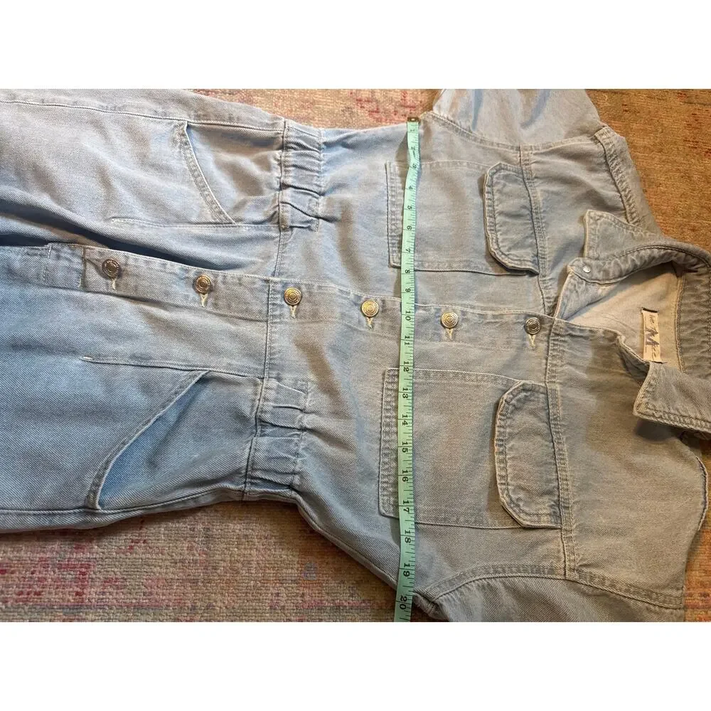 We The Free Marci Jumpsuit MClear Skies Denim Coveralls Boho Utility Romper